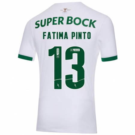 Kandiny Gyermek Fátima Alexandra Figueira Pinto #13 Fehér Zöld Idegenbeli Jersey 2024/25 Mez Póló Ing