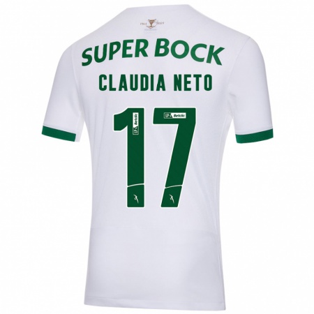 Kandiny Gyermek Cláudia Teresa Pires Neto #17 Fehér Zöld Idegenbeli Jersey 2024/25 Mez Póló Ing