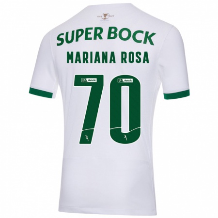 Kandiny Gyermek Mariana Silva Pinto Vilaça Da Rosa #70 Fehér Zöld Idegenbeli Jersey 2024/25 Mez Póló Ing