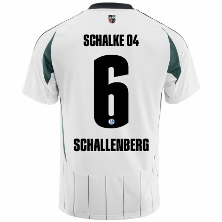 Kandiny Gyermek Ron Schallenberg #6 Fehér Zöld Idegenbeli Jersey 2024/25 Mez Póló Ing