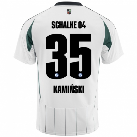 Kandiny Gyermek Marcin Kaminski #35 Fehér Zöld Idegenbeli Jersey 2024/25 Mez Póló Ing