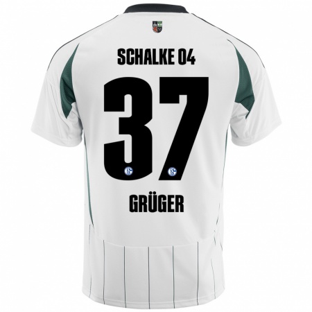 Kandiny Gyermek Max Grüger #37 Fehér Zöld Idegenbeli Jersey 2024/25 Mez Póló Ing