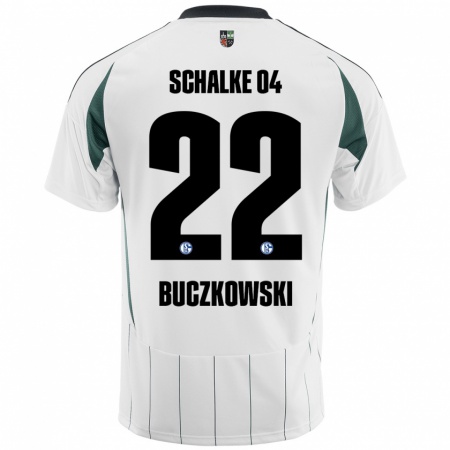 Kandiny Gyermek Philip Buczkowski #22 Fehér Zöld Idegenbeli Jersey 2024/25 Mez Póló Ing