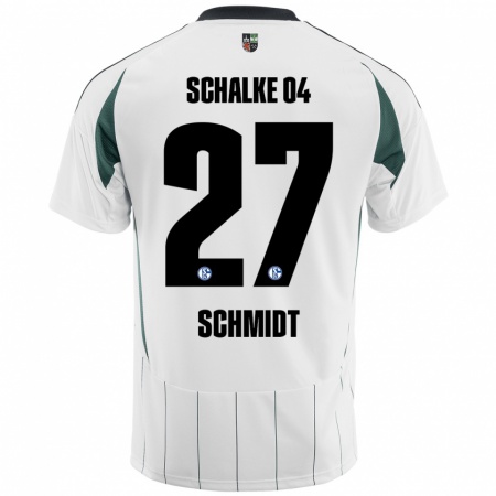 Kandiny Gyermek Tim Schmidt #27 Fehér Zöld Idegenbeli Jersey 2024/25 Mez Póló Ing