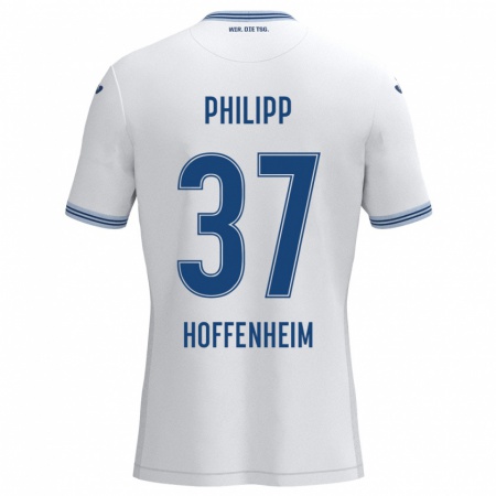 Kandiny Gyermek Luca Philipp #37 Fehér Kék Idegenbeli Jersey 2024/25 Mez Póló Ing