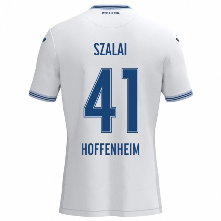 Kandiny Gyermek Attila Szalai #41 Fehér Kék Idegenbeli Jersey 2024/25 Mez Póló Ing