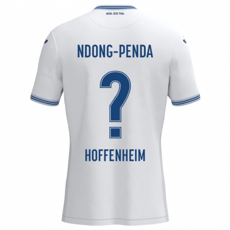 Kandiny Gyermek Maxime Ndong-Penda #0 Fehér Kék Idegenbeli Jersey 2024/25 Mez Póló Ing