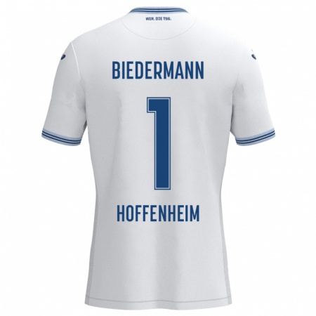 Kandiny Gyermek Nico Biedermann #1 Fehér Kék Idegenbeli Jersey 2024/25 Mez Póló Ing