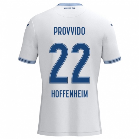 Kandiny Gyermek Luca Provvido #22 Fehér Kék Idegenbeli Jersey 2024/25 Mez Póló Ing