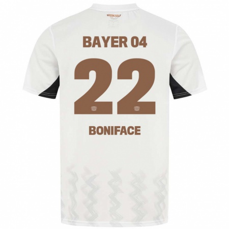 Kandiny Gyermek Victor Boniface #22 Fehér Fekete Idegenbeli Jersey 2024/25 Mez Póló Ing