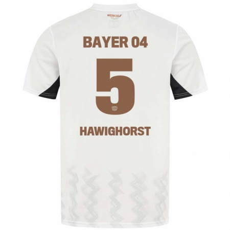 Kandiny Gyermek Ben Hawighorst #5 Fehér Fekete Idegenbeli Jersey 2024/25 Mez Póló Ing