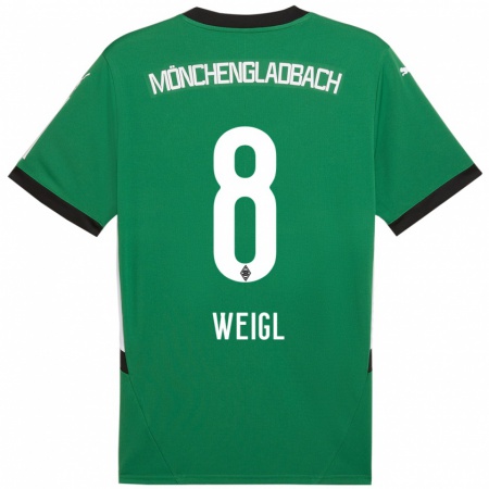 Kandiny Gyermek Julian Weigl #8 Zöld Fehér Idegenbeli Jersey 2024/25 Mez Póló Ing