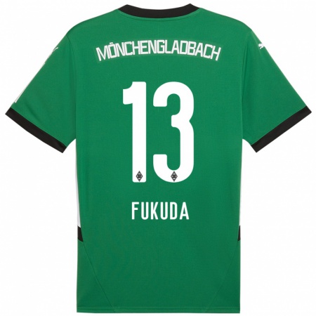 Kandiny Gyermek Shio Fukuda #13 Zöld Fehér Idegenbeli Jersey 2024/25 Mez Póló Ing