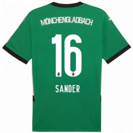 Kandiny Gyermek Philipp Sander #16 Zöld Fehér Idegenbeli Jersey 2024/25 Mez Póló Ing