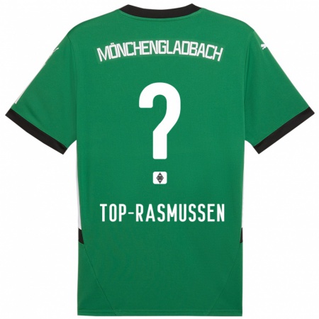 Kandiny Gyermek Tristan Top-Rasmussen #0 Zöld Fehér Idegenbeli Jersey 2024/25 Mez Póló Ing