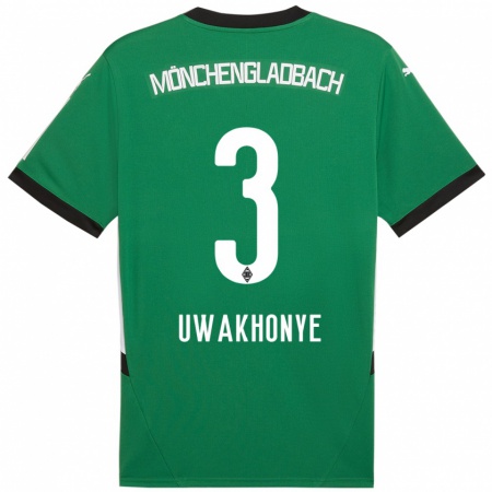 Kandiny Gyermek Joshua Uwakhonye #3 Zöld Fehér Idegenbeli Jersey 2024/25 Mez Póló Ing