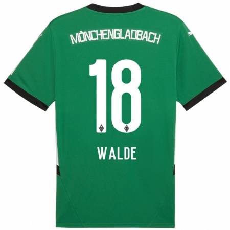 Kandiny Gyermek Simon Walde #18 Zöld Fehér Idegenbeli Jersey 2024/25 Mez Póló Ing