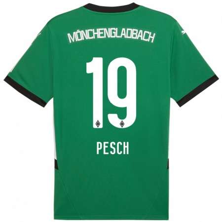 Kandiny Gyermek Noah Pesch #19 Zöld Fehér Idegenbeli Jersey 2024/25 Mez Póló Ing