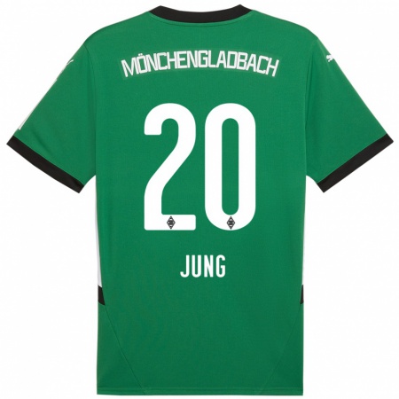 Kandiny Gyermek In-Gyom Jung #20 Zöld Fehér Idegenbeli Jersey 2024/25 Mez Póló Ing