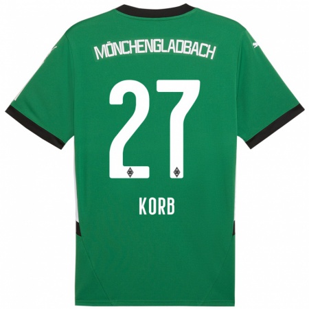 Kandiny Gyermek Julian Korb #27 Zöld Fehér Idegenbeli Jersey 2024/25 Mez Póló Ing