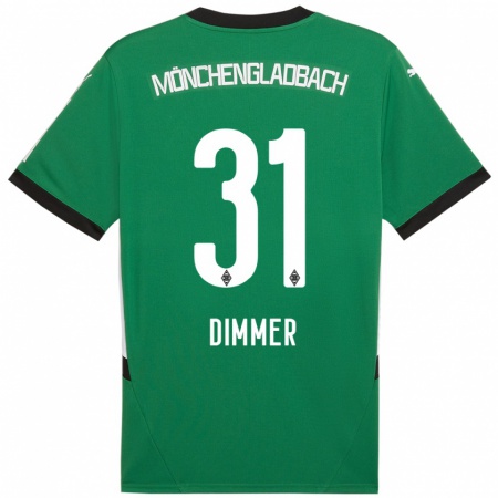 Kandiny Gyermek Florian Dimmer #31 Zöld Fehér Idegenbeli Jersey 2024/25 Mez Póló Ing