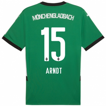 Kandiny Gyermek Leo Arndt #15 Zöld Fehér Idegenbeli Jersey 2024/25 Mez Póló Ing