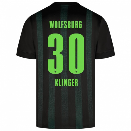 Kandiny Gyermek Niklas Klinger #30 Sötétzöld Idegenbeli Jersey 2024/25 Mez Póló Ing