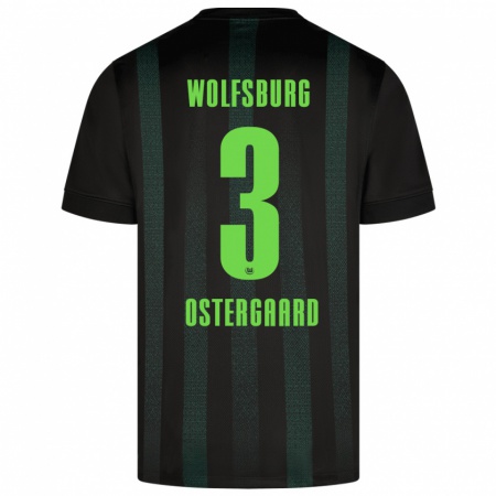 Kandiny Gyermek Christian Östergaard #3 Sötétzöld Idegenbeli Jersey 2024/25 Mez Póló Ing