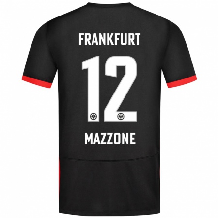 Kandiny Gyermek Matteo Mazzone #12 Fekete Idegenbeli Jersey 2024/25 Mez Póló Ing