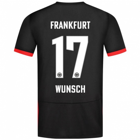 Kandiny Gyermek Paul Wünsch #17 Fekete Idegenbeli Jersey 2024/25 Mez Póló Ing