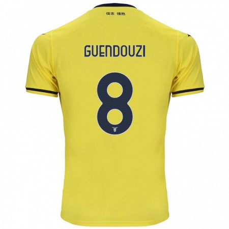 Kandiny Gyermek Mattéo Guendouzi #8 Sárga Idegenbeli Jersey 2024/25 Mez Póló Ing