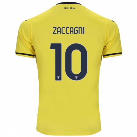 Kandiny Gyermek Mattia Zaccagni #10 Sárga Idegenbeli Jersey 2024/25 Mez Póló Ing