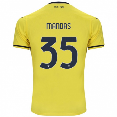 Kandiny Gyermek Christos Mandas #35 Sárga Idegenbeli Jersey 2024/25 Mez Póló Ing