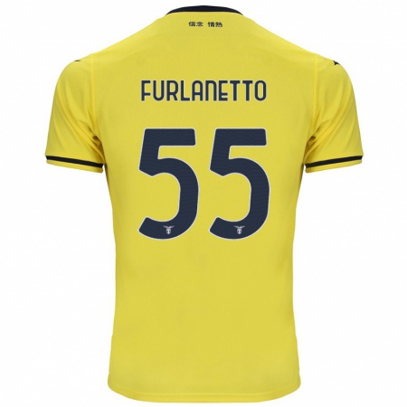 Kandiny Gyermek Alessio Furlanetto #55 Sárga Idegenbeli Jersey 2024/25 Mez Póló Ing