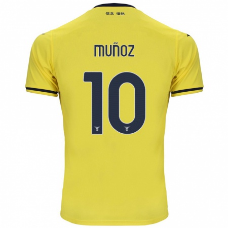 Kandiny Gyermek Cristo Muñoz #10 Sárga Idegenbeli Jersey 2024/25 Mez Póló Ing