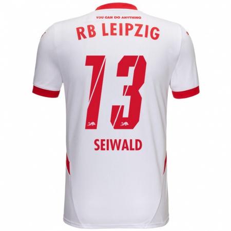 Kandiny Férfi Nicolas Seiwald #13 Fehér Piros Hazai Jersey 2024/25 Mez Póló Ing