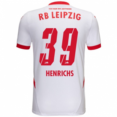 Kandiny Férfi Benjamin Henrichs #39 Fehér Piros Hazai Jersey 2024/25 Mez Póló Ing