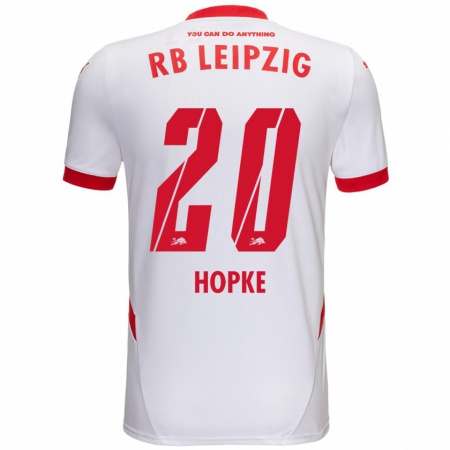 Kandiny Férfi Hannes Hopke #20 Fehér Piros Hazai Jersey 2024/25 Mez Póló Ing