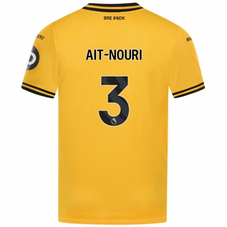 Kandiny Férfi Rayan Aït-Nouri #3 Sárga Hazai Jersey 2024/25 Mez Póló Ing