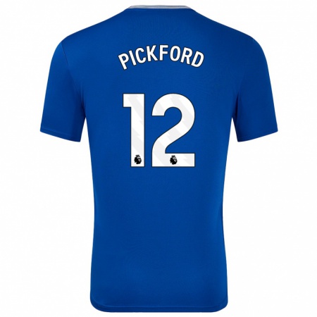 Kandiny Férfi Jordan Pickford #12 Kék -Val Hazai Jersey 2024/25 Mez Póló Ing