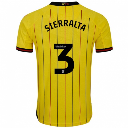 Kandiny Férfi Francisco Sierralta #3 Sárga Fekete Hazai Jersey 2024/25 Mez Póló Ing