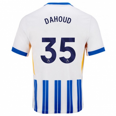 Kandiny Férfi Mahmoud Dahoud #35 Fehér Kék Csíkos Hazai Jersey 2024/25 Mez Póló Ing