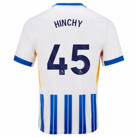 Kandiny Férfi Jack Hinchy #45 Fehér Kék Csíkos Hazai Jersey 2024/25 Mez Póló Ing