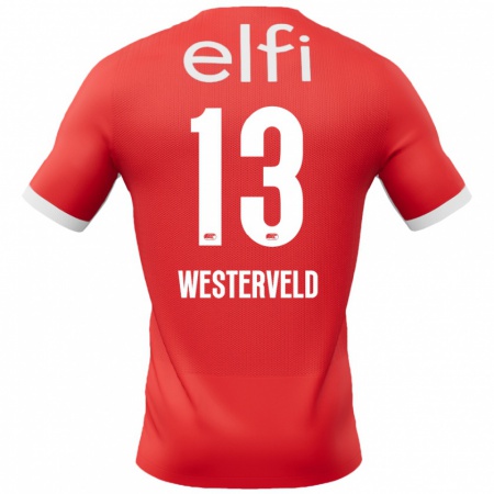 Kandiny Férfi Sem Westerveld #13 Piros Fehér Hazai Jersey 2024/25 Mez Póló Ing