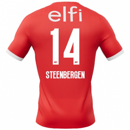 Kandiny Férfi Thom Steenbergen #14 Piros Fehér Hazai Jersey 2024/25 Mez Póló Ing