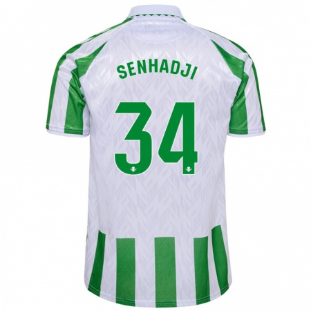 Kandiny Férfi Yanis Senhadji #34 Zöld Fehér Csíkok Hazai Jersey 2024/25 Mez Póló Ing