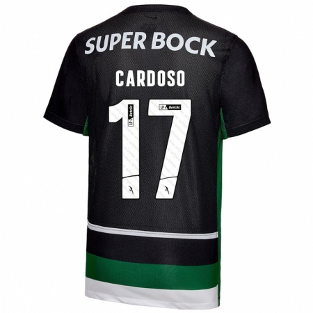 Kandiny Férfi Diogo Cardoso #17 Fekete Fehér Zöld Hazai Jersey 2024/25 Mez Póló Ing