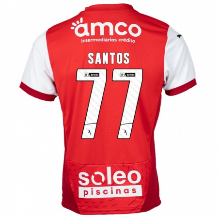 Kandiny Férfi Edu Santos #77 Piros Fehér Hazai Jersey 2024/25 Mez Póló Ing