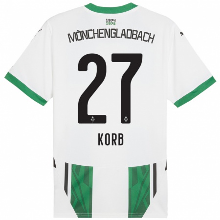 Kandiny Férfi Julian Korb #27 Fehér Zöld Hazai Jersey 2024/25 Mez Póló Ing