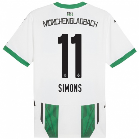 Kandiny Férfi Kelly Simons #11 Fehér Zöld Hazai Jersey 2024/25 Mez Póló Ing